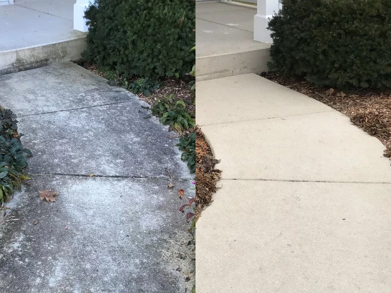 concrete before and after cleaning
